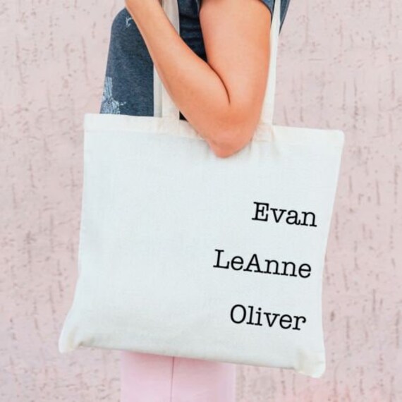 Names Personalized Tote Bag With 3 Names Custom Tote Bag 