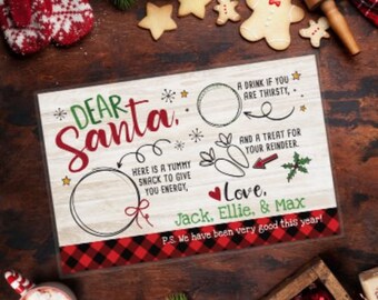 Santa's Treats Personalized Laminated Placemat, Christmas Placemat, Christmas Decor, Personalized Placemat, Christmas Placemat
