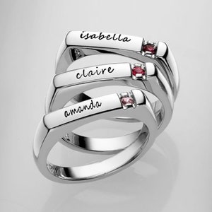 Personalized Birthstone Stackable Ring, Name Ring, Mothers Ring, Birthstone Jewelry, Personalized Ring, Birthstone Ring