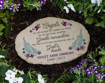 Angels Are All Around Personalized Memorial Garden Stone, Custom Garden Stone for Mom/Grandma