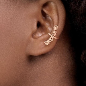 Silver Gold or Rose Gold Plated Personalized Name Ear Cuffs, Initial Ear Cuff, Personalized Ear Band, Personalized Ear Cuff, Custom Ear Cuff