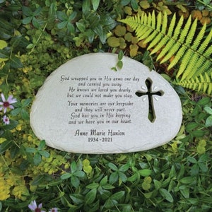 Memorial Garden Stone, God Wrapped You in His Arms Personalized Memorial Garden Stone, Inspirational Garden Stone