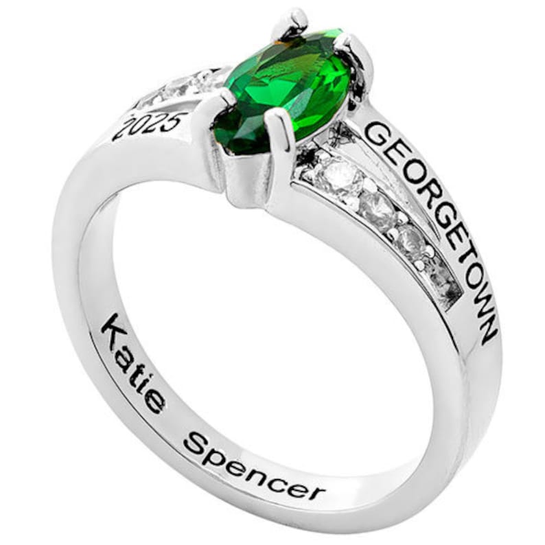 Ladies Sterling Silver Birthstone Class Ring image 3