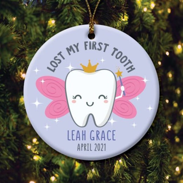 Lost My First Tooth Pink Round Ceramic Ornament, Ornaments for Kids, Lost First Tooth Gifts