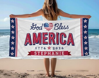 God Bless America Beach Towel USA 250 Year Anniversary