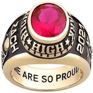 Men's Yellow Celebrium© Traditional Birthstone Class/Graduation Ring, Customized Men's Class Ring,  College Highschool