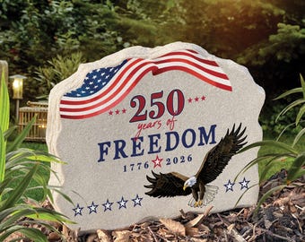 USA 250 Years of Freedom Eagle Standing Garden Stone for America Anniversary