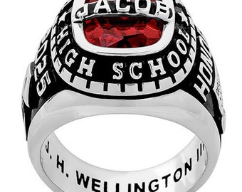 Personalized Men's Graduation Class Ring, Birthstone Ring