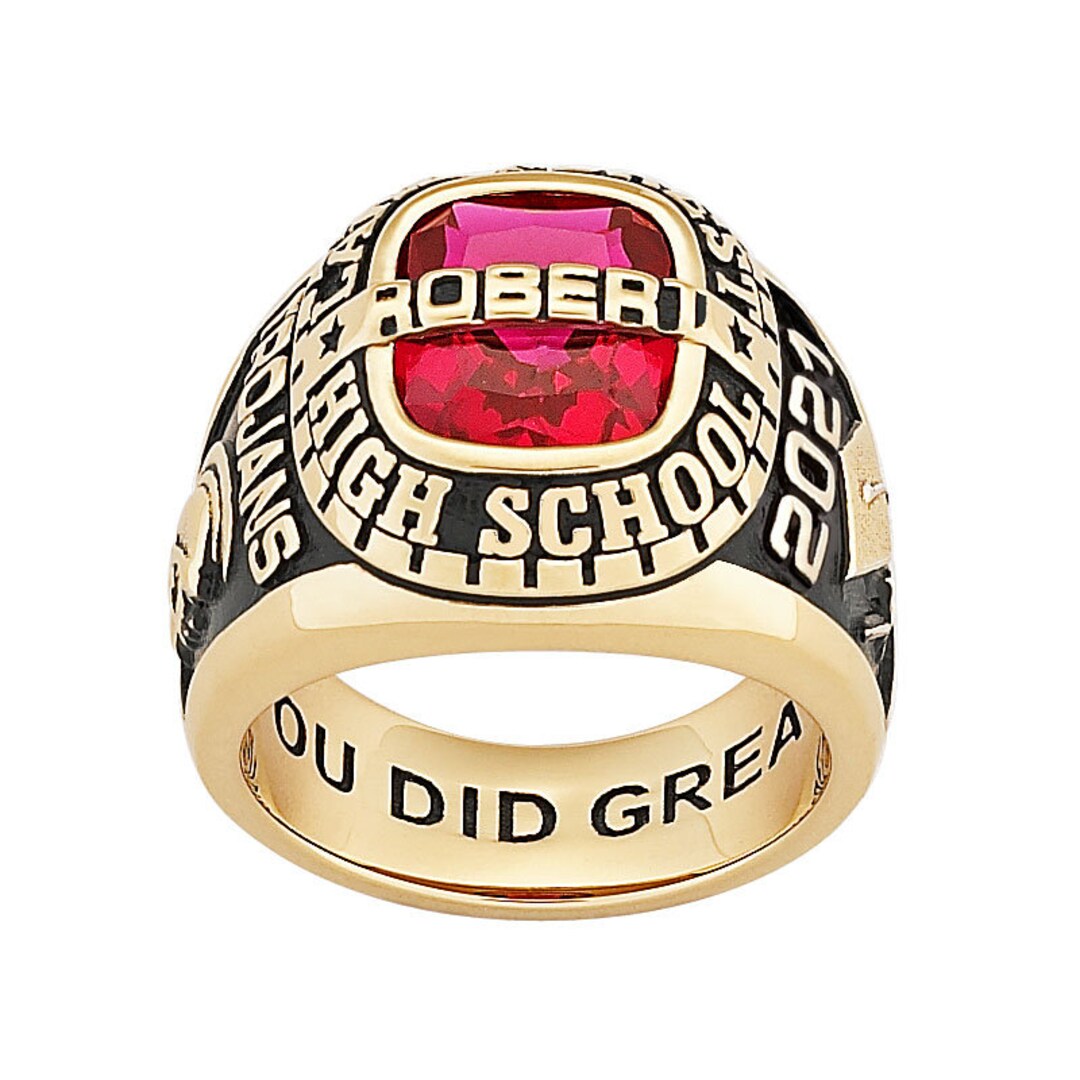 Men's Personalized Class/graduation Ring. 18kt Gold on Sterling. for ...