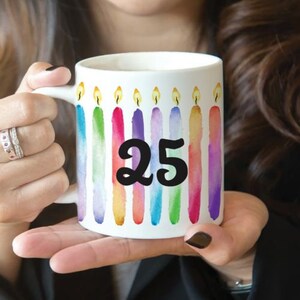 Colorful Birthday Candle 11oz. Personalized Coffee Mug, Birthday Coffee Mug, Birthday Gift, Cute Birthday Mug, Coffee Lover Gift