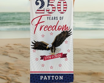 250 Years Anniversary Gift Eagle Beach Towel for Semiquincentennial