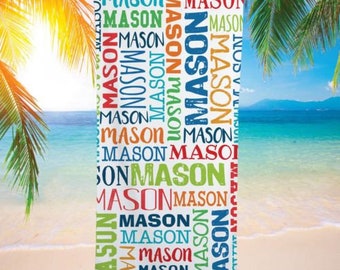 Beach Towel with Name Design Personalized Towel for Boys and Girls Towel for Summer Camp and Pool