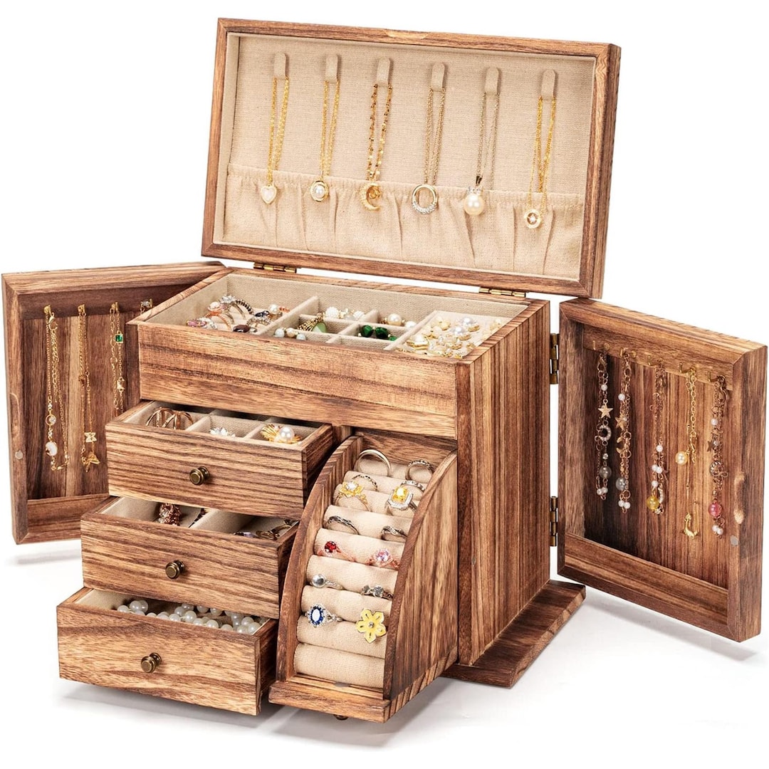 Jewelry Box Organizer, Solid Wood Jewelry Boxes for Women for Storage
