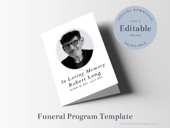 Minimalist Funeral Program Template Obituary Template Order Etsy Minimalist Funeral Program Template Obituary Template Order Etsy