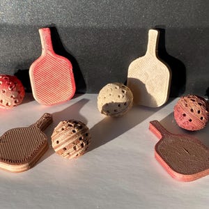 Rare Limited Edition Wooden Pickleball Set - 3D Printed Mini Paddles & Ball - Perfect Gift for Pickleball Fans