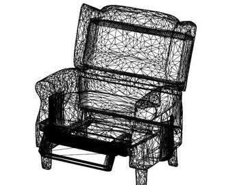 Recliner Armchair 3D Model – STL, OBJ, FBX – Digital File for Miniatures, Renders & 3D Printing
