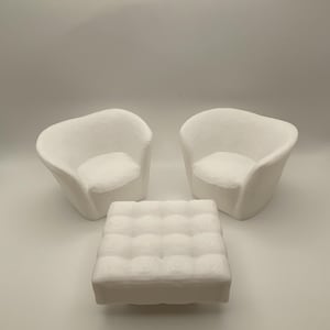 Mini Plush Dollhouse Chair & Table Set - 1:12 Scale