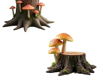 Two-Pack Mushroom Logs 3D Model – STL, FBX, OBJ | Digital Download