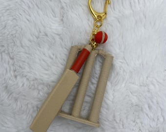 Mini Cricket Bat Keychain: Rare Red Full Game Set  Sports Lover Gift