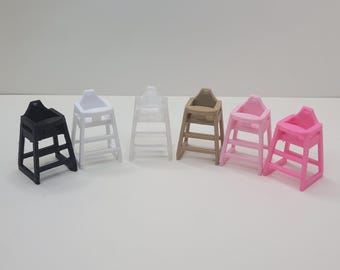 Trona de madera para bebé estilo casa de muñecas: muebles de guardería en miniatura a escala 1:12