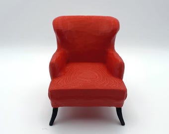 1:12 Scale Arm Chair Colored Legs – Realistic Dollhouse Furniture – Miniature Lounge Seating