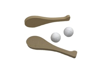 Mini Paleta Corta Set | 2 Mini Paddles + Balls | Small Sports Decor | Desktop Game Accessory or Non-Edible Cake Topper