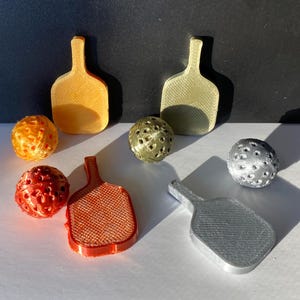 Rare Limited Edition Shiny Pickleball Set - 3D Printed Mini Paddles & Ball - Perfect Gift for Pickleball Fans
