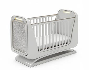 1:12 Scale Futuristic Dollhouse Baby Crib | Modern Toddler Nursery Furniture Miniature | Luxury Dollhouse Nursery Accessory