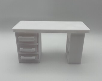 Dollhouse Office Desk with Drawers – 1:12 Scale Bedroom Table