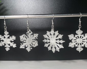 Rare Snowflake Drop Earrings - Novelty Xmas Hanging Earrings - Winter Holiday Jewelry - Multi-Pack Gift for Christmas Lovers