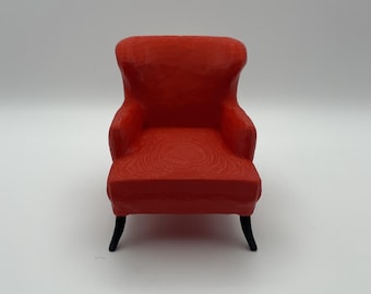 1:12 Scale Arm Chair Colored Legs – Realistic Dollhouse Furniture – Miniature Lounge Seating