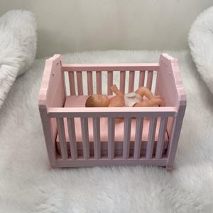 Miniature Dollhouse Baby Crib  – 1:12 Scale Nursery Furniture - V10