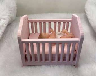 Miniature Dollhouse Baby Crib  – 1:12 Scale Nursery Furniture - V10