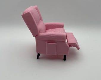 1:12 Scale Recliner Chair Colored Legs – Realistic Dollhouse Furniture – Miniature Lounge Seating