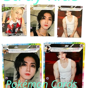 Cartes photo Stray Kids x Pokémon – Cartes K-Pop à collectionner fabriquées par des fans – Cadeau SKZ x Pokémon unique