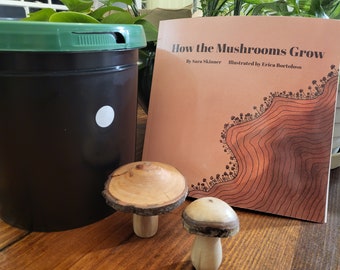 Children's Book Gift Set: Mushroom Grow Kit and "How the Mushrooms Grow"