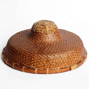 Southeast Asian Farmer Hat, Coolie Hat, Rice Paddy Hat, Bamboo Hat, Unique Wall Art, Rickshaw Hat, Asian Wall Hanging