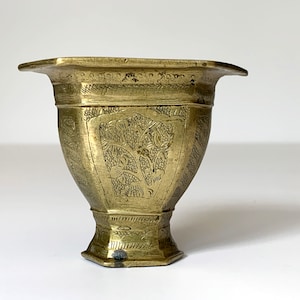 Brass Incense Cone Holder: Etched Desktop Decor