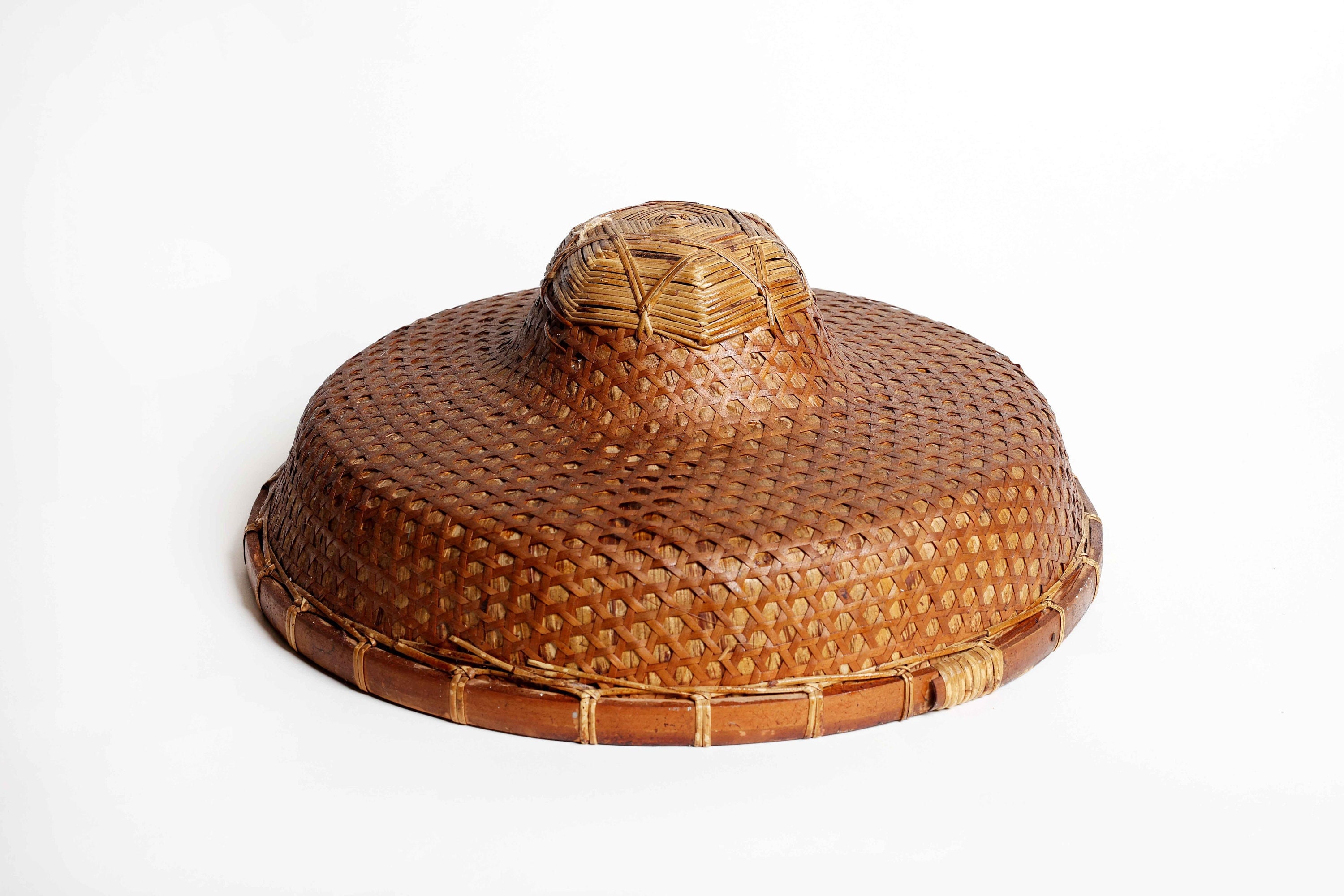 Mid 20th-Century Chinese Split Bamboo & Plaited Leaf Dǒulì (斗笠) Aka Conical  Hats - a Pair