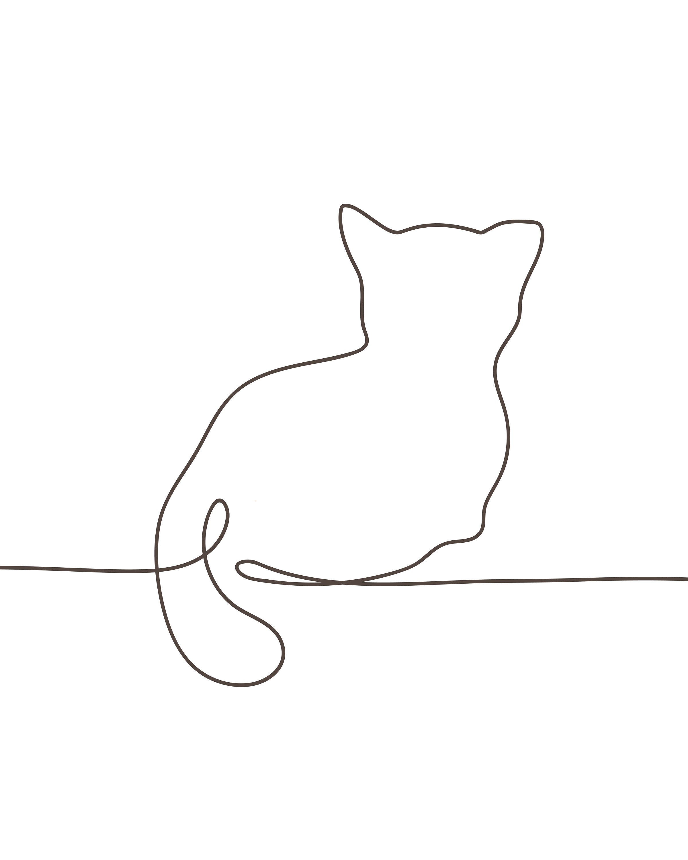 Cat One Linie Zeichnung Single Line Art Katze Zeichnung | Etsy