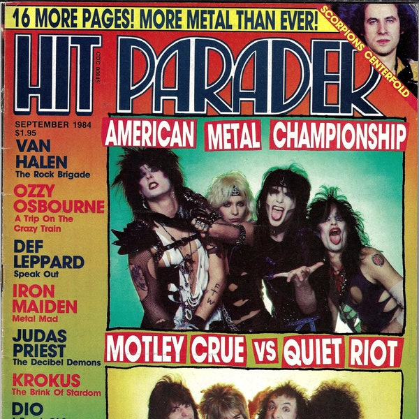 MOTLEY CRUE - Van Halen - Judas Priest - Iron Maiden - Hit Parader Magazine 1984