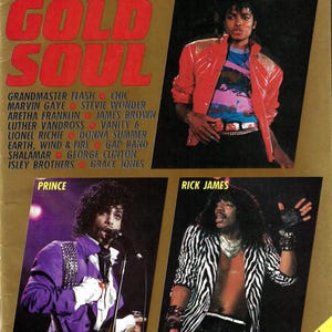 May include: Creem Close-Up magazine cover featuring Michael Jackson, Prince, and Rick James. The cover has the text "Gold Soul" in large red letters, with a list of R&B artists. The magazine is from January 1984.