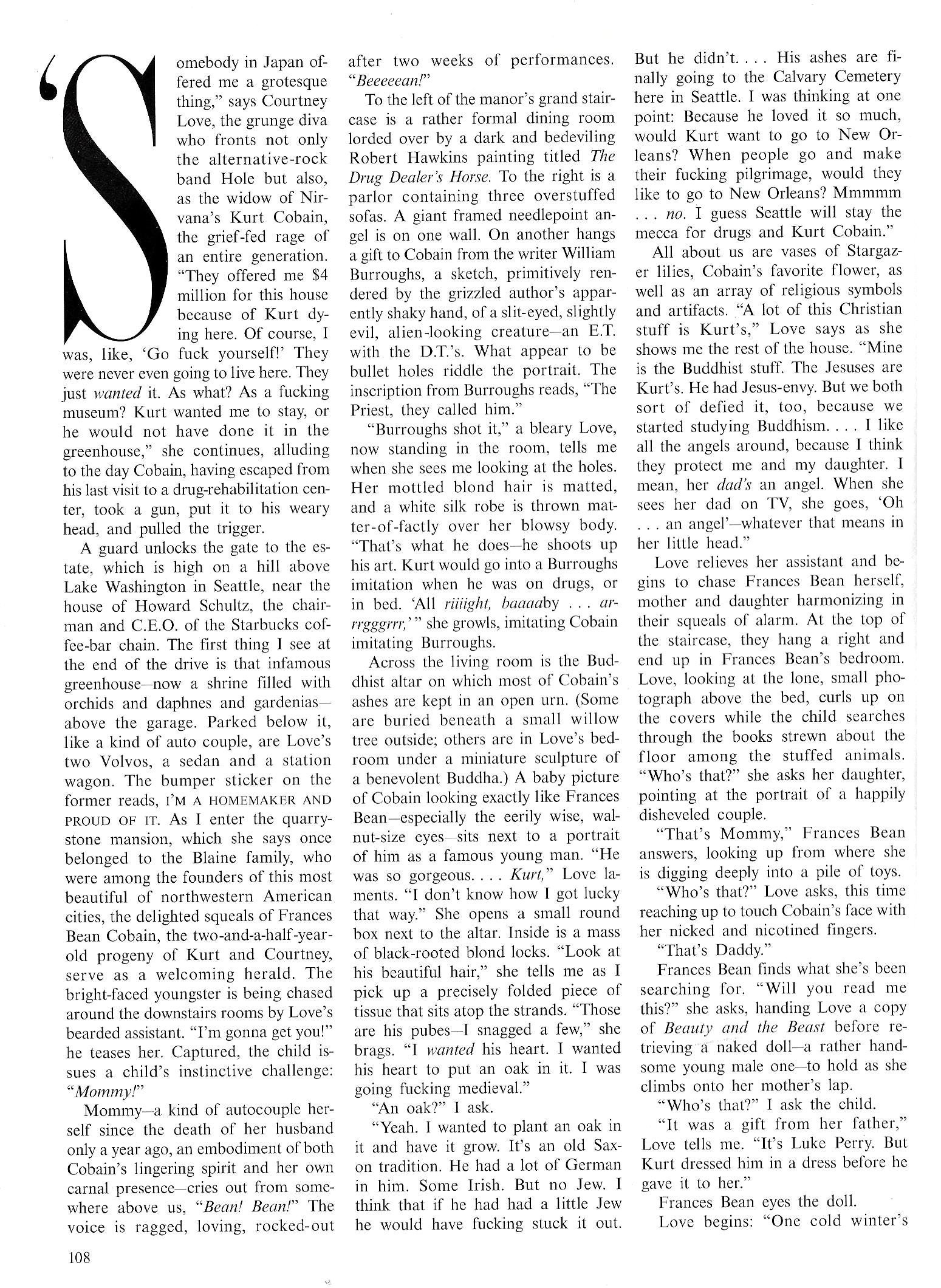 COURTNEY LOVE Kurt Cobain Vanity Fair Magazine 1995 Etsy