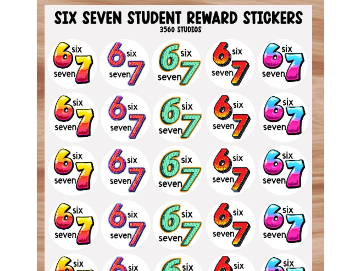 Six Seven Student Reward Stickers II - Etsy