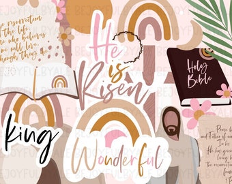Christian Easter Clipart - Jesus Clipart - Bible Clipart -He is Risen - Bible Journaling Clipart Clipart 26 PNG Files