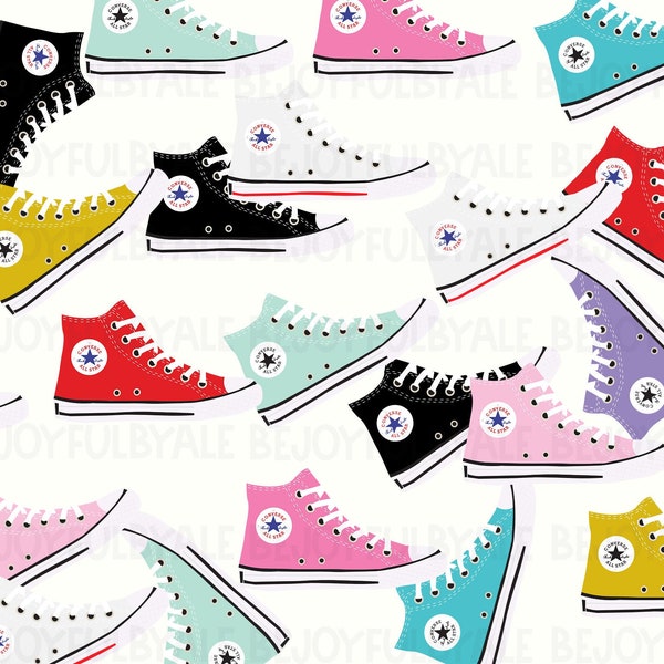 Sneakers Schoenen PNG Illustraties - Alle kleuren Converse Clipart - Chuck Taylor Schoenen Clipart- Mode Clipart- 9 PNG Files