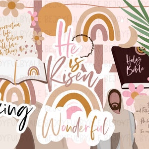 Christian Easter Clipart - Jesus Clipart - Bible Clipart -He is Risen - Bible Journaling Clipart Clipart 26 PNG Files