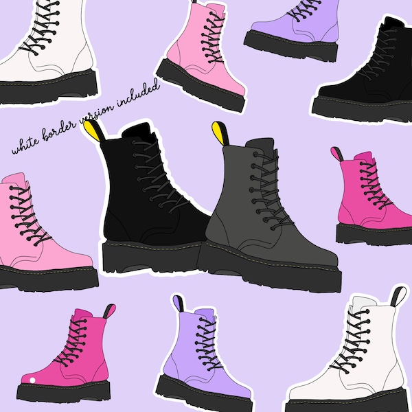 Boots Air Walker PNG Illustrations  -  Docs Boots Clipart - Dr Martens Clipart- Jason Boots- Fashion Clipart- 9 PNG Files