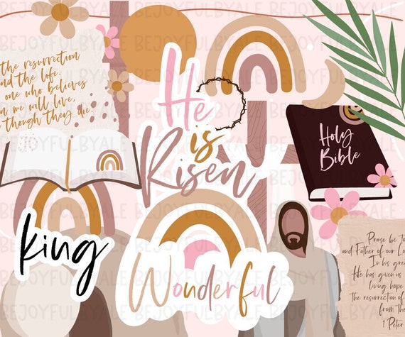 Christian Easter Clipart - Jesus Clipart - Bible Clipart -He is Risen - Bible Journaling Clipart Clipart 26 PNG Files