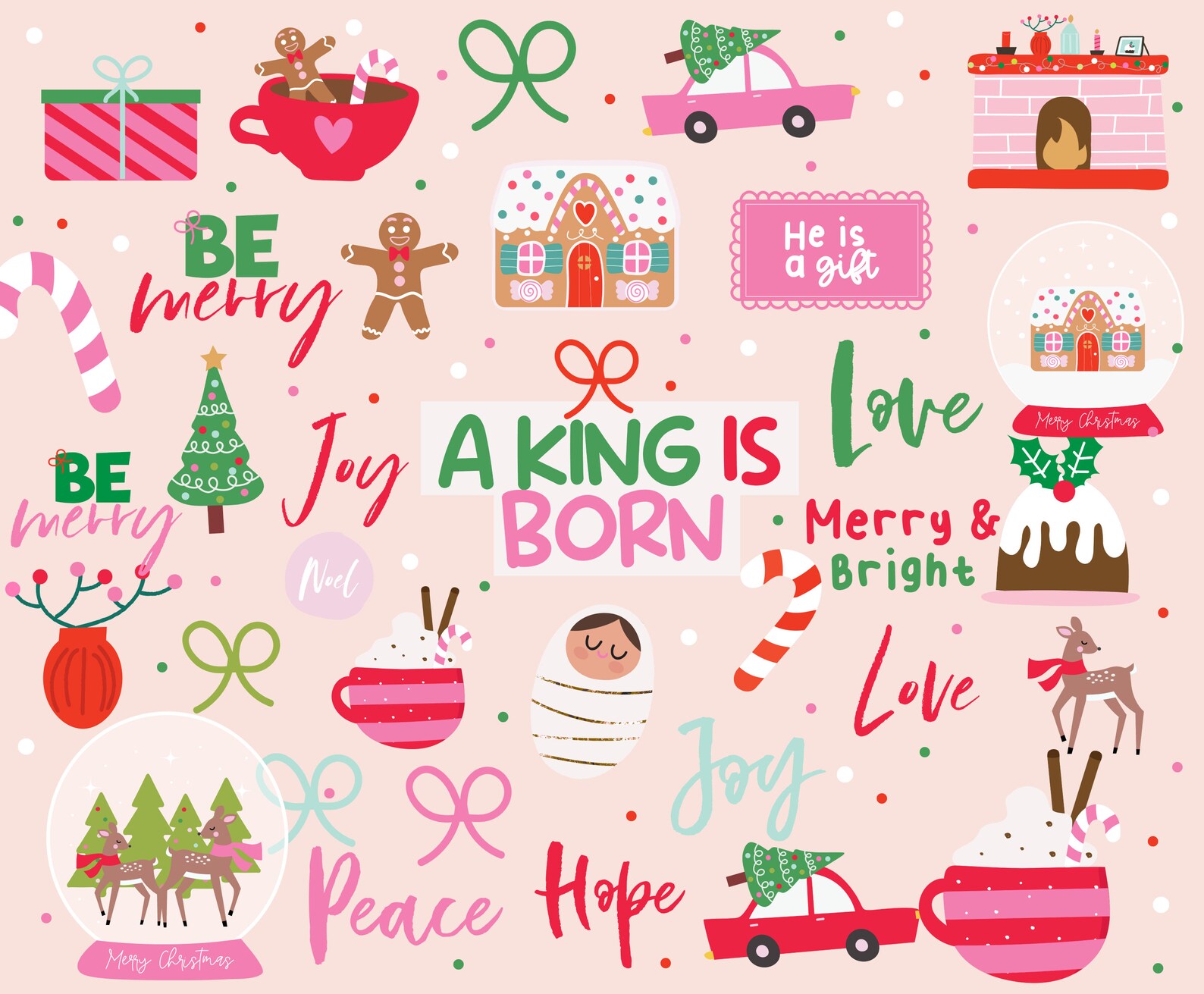 Christmas Christian Clipart - Cute Christmas Clipart- Xmas Clipart